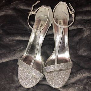Steve Madden Silver Glitter Heels